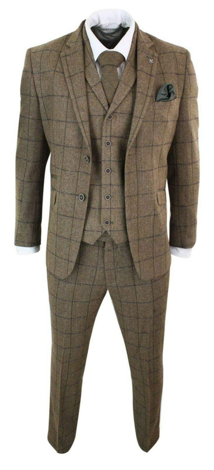 Stylish Men's Plaid Notch Lapel 3-Piece Suit Set - Jacket, Vest & Pants | Formal Business Attire, Wedding & Special Occasion Outfit