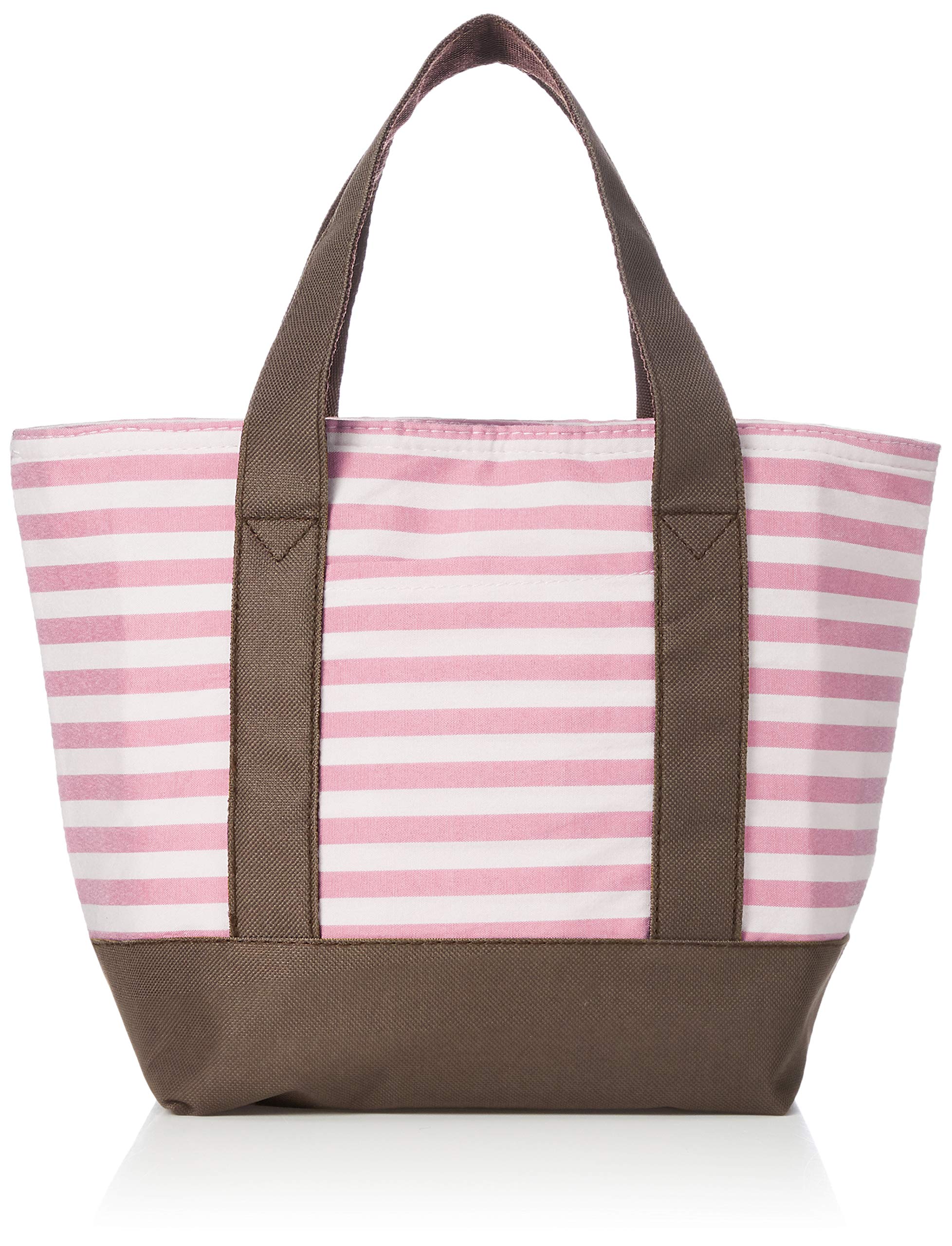 OFS 1903-4W82 Insulated Tote Lunch Bag with Border Pattern in Safety Pink - Perfect for Work, School, Picnics & Grocery Shopping