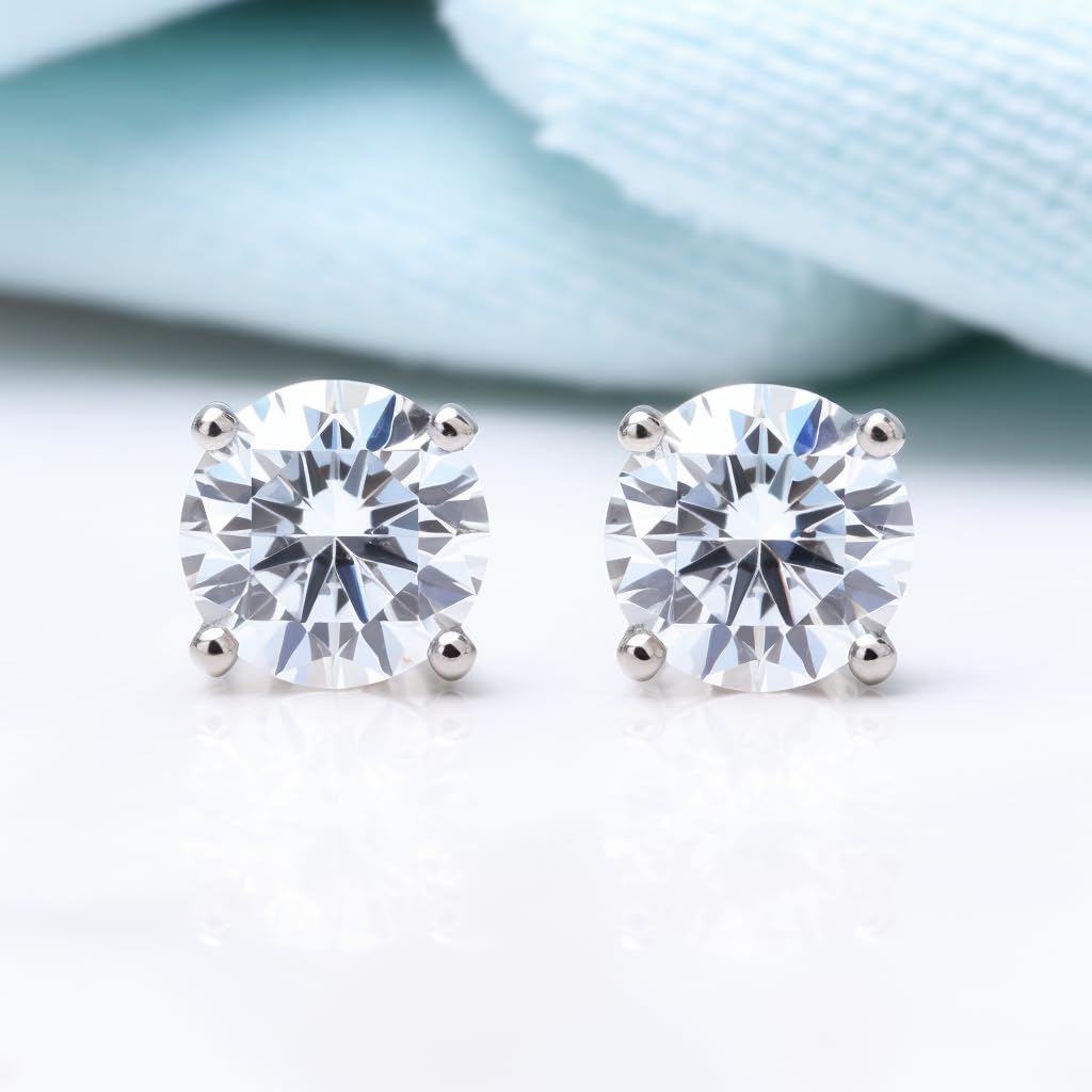 925 Sterling Silver Stud Earrings for Women & Men - 1-2 Carat Round Cut Lab Grown Diamond or Moissanite Earrings | Hypoallergenic Luxury Jewelry Gift for Anniversary, Birthday & Special Occasions | Perfect for Everyday Wear, Date Nights & Formal Events