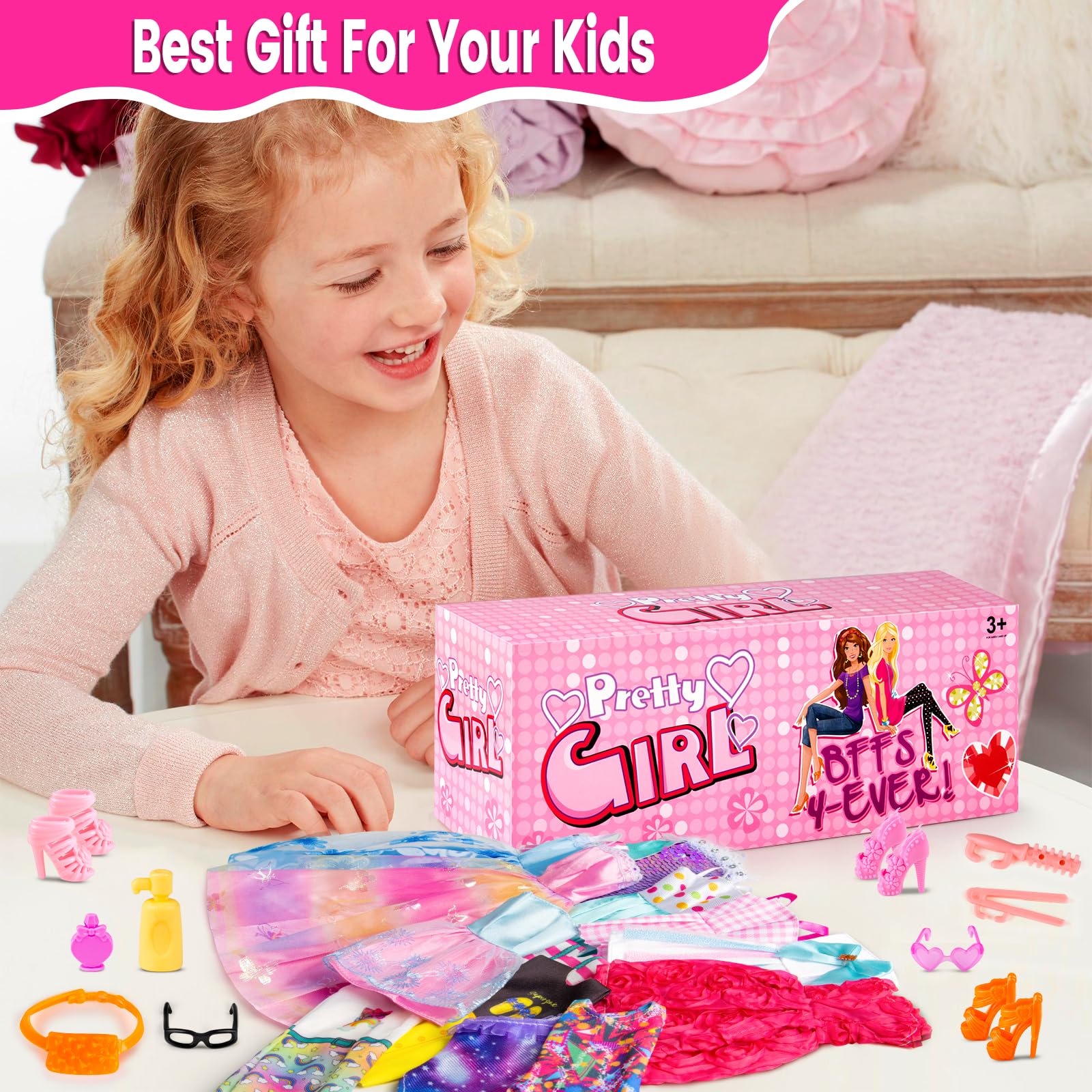 110 Pcs Doll Clothes & Accessories Set - Wedding & Casual Outfits for Girls' Doll Play