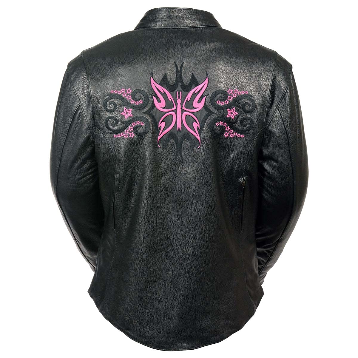 Milwaukee Leather ML1952 Women's Black Embroidered Wing & Stud Design Leather Scooter Jacket | Motorcycle Riding, Biker Fashion, Urban Style