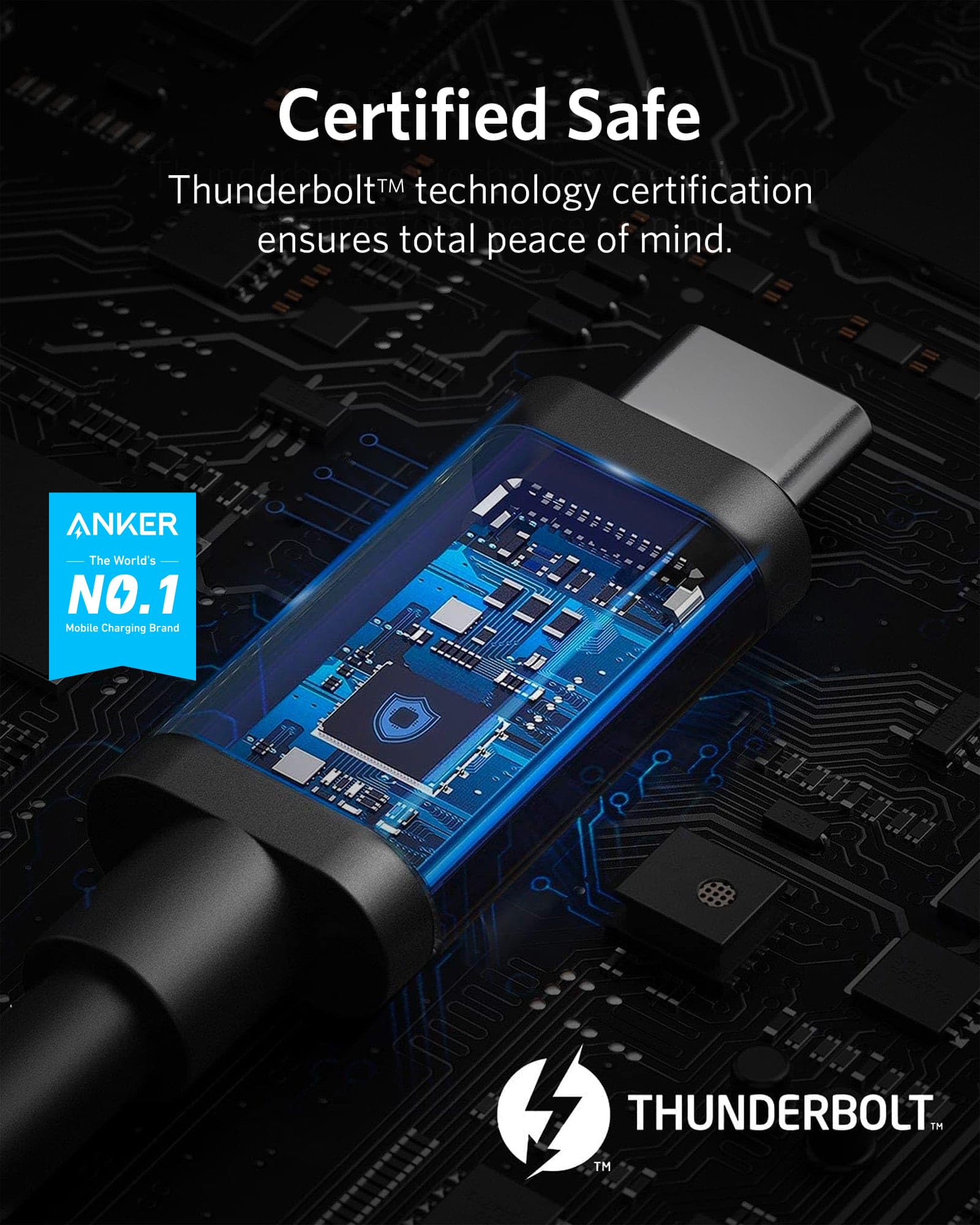 Anker USB C to USB C Cable 100W, Thunderbolt 4 Certified, 8K/4K Display & 40Gbps Data Transfer, Fast Charging Cord Compatible with MacBook Pro/Air, iPhone 16, iPad Pro, Samsung Galaxy - Perfect for Home Office, Gaming & Travel (2.3ft)