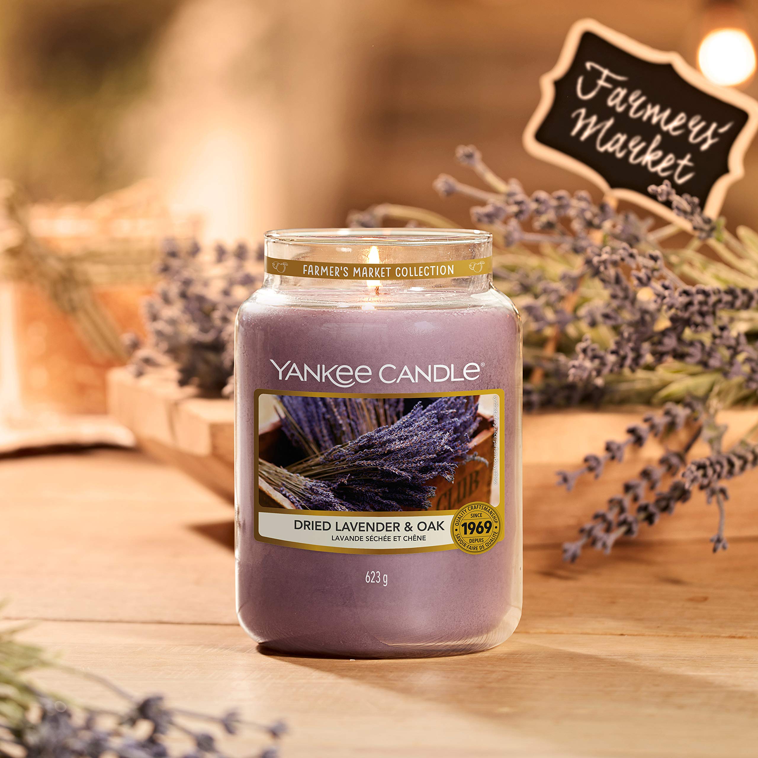 Yankee Candle Large Jar Scented Candle - Lavender & Oak Fragrance, Long-Lasting 150 Hour Burn Time, Dried Lavender & Oak Scent | Perfect for Relaxation, Aromatherapy & Home Decor