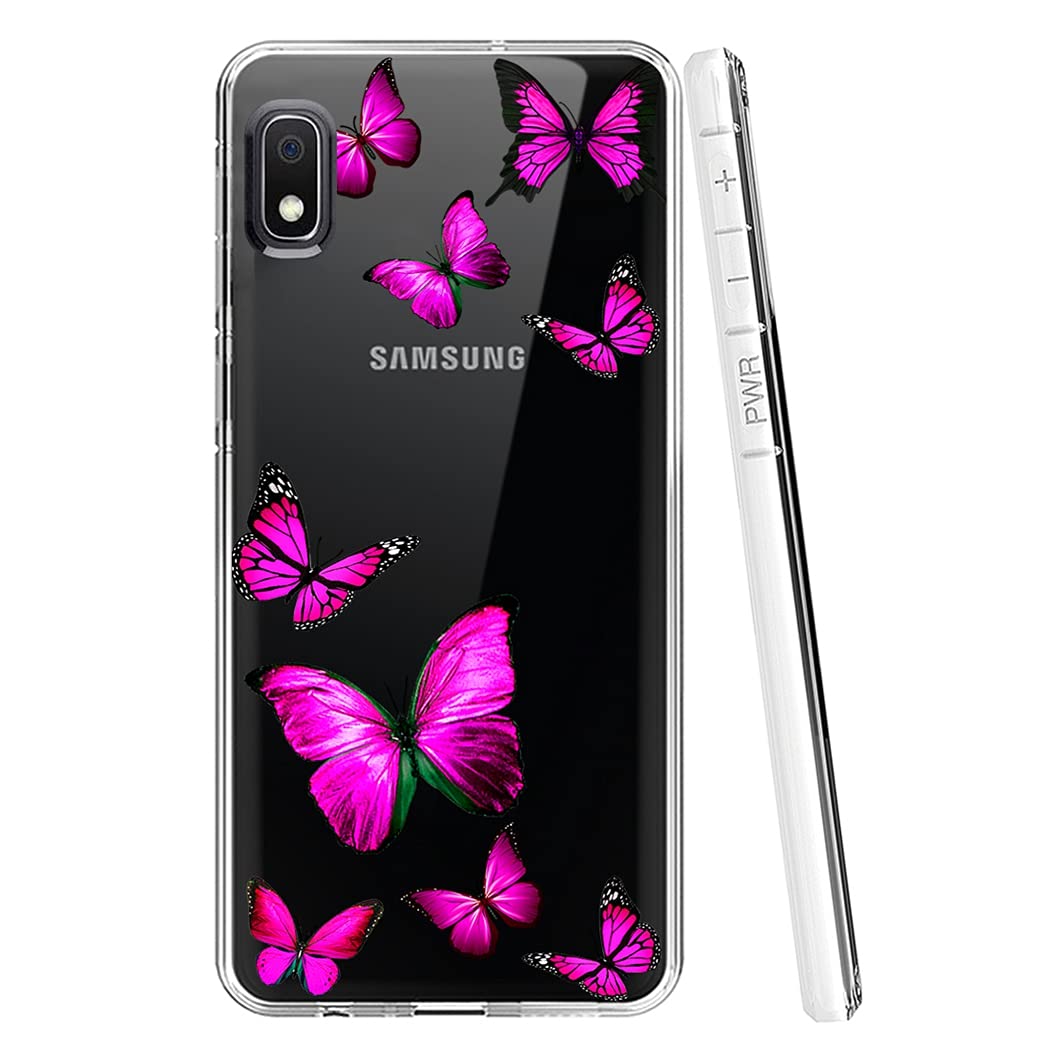 Samsung Galaxy A10E Phone Case for Women - Clear Slim Shockproof TPU Protective Cover with Rose Butterfly Pattern | Perfect for Everyday Use, Work & Travel