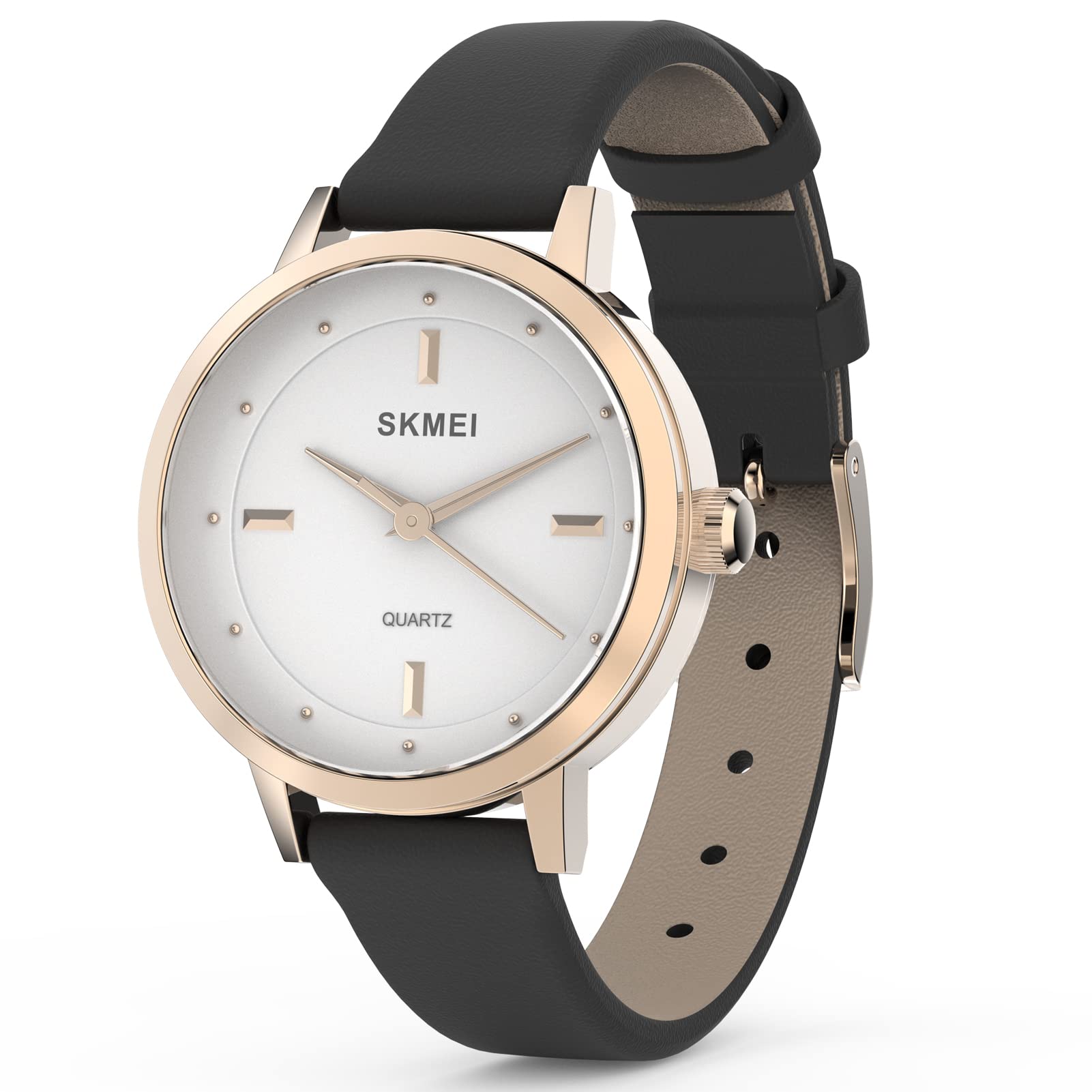 Women's Waterproof Watch - Light Leather Band, Ultra-Thin Minimalist for Casual & Gifts
