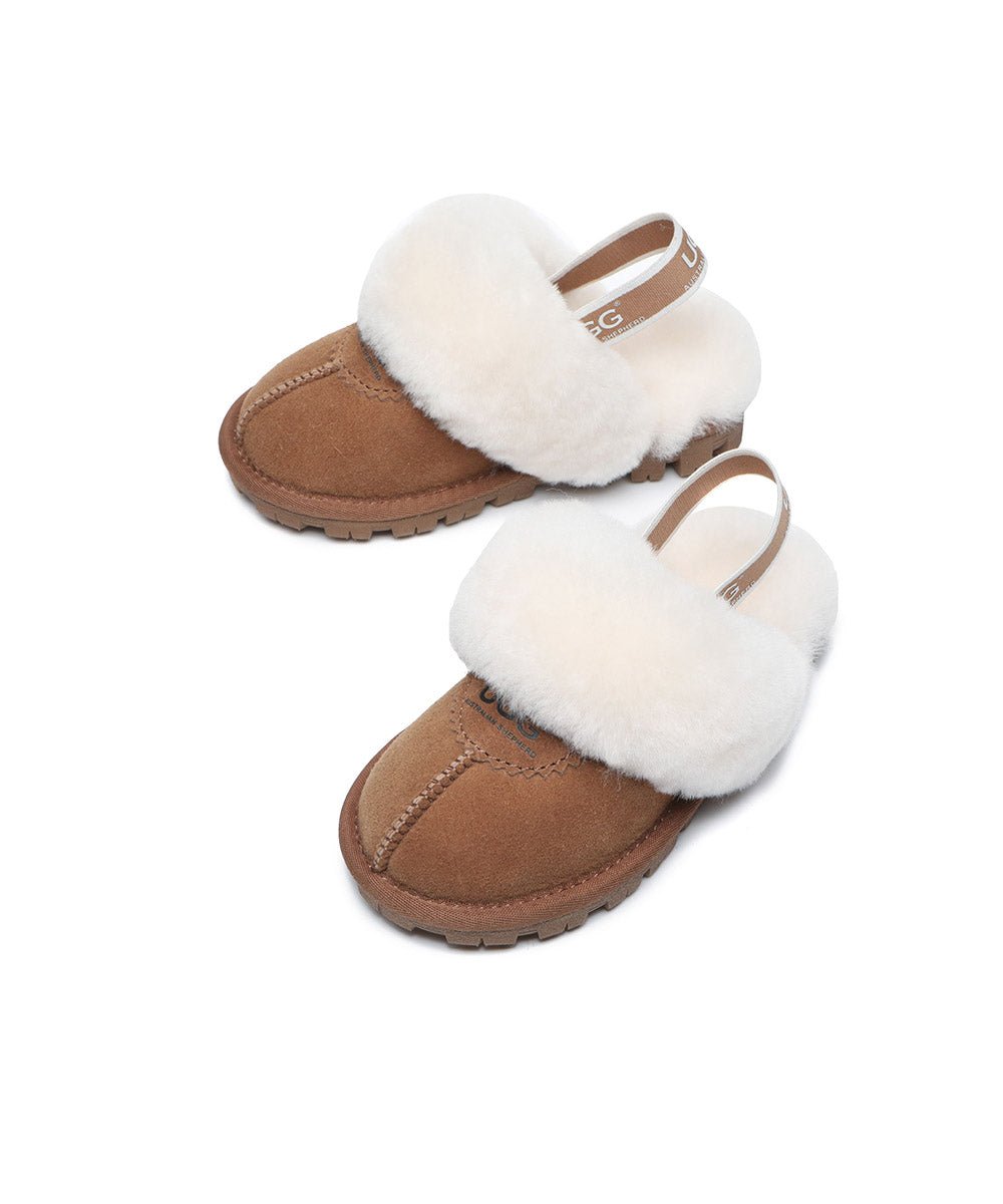 Kids' Banded Scuff UGG Slippers - Warm Fuzzy House Shoes for Boys & Girls | Cozy Indoor & Outdoor Wear for Winter, Home, School