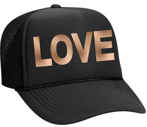 Trendy Love Trucker Hat for Men & Women - Black Adjustable Snapback Cap for Outdoor Activities, Sports, and Casual Wear