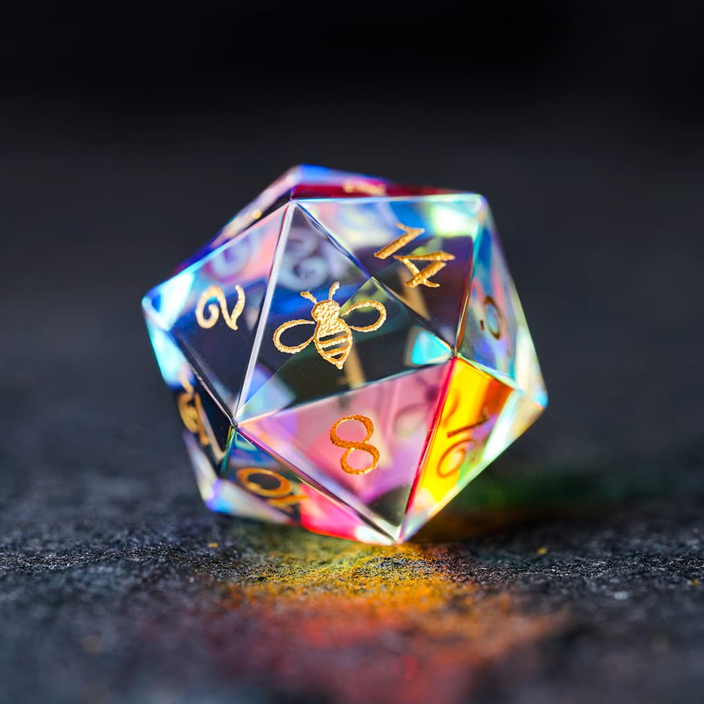 Premium DND Dice Set - 7-Piece Crystal Polyhedral Dice with Bee Theme for Dungeons & Dragons, D&D, TRPG, Tabletop RPG Games | Perfect for Gifts, Collectors & Role-Playing Adventures