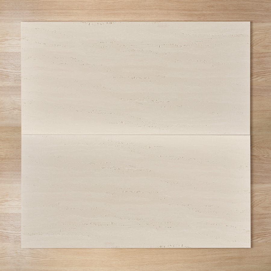Premium Kirribilli Travertine Look Ivory Matte Porcelain Tile - Natural Stone Effect Floor & Wall Tile for Bathroom, Kitchen, and Living Room
