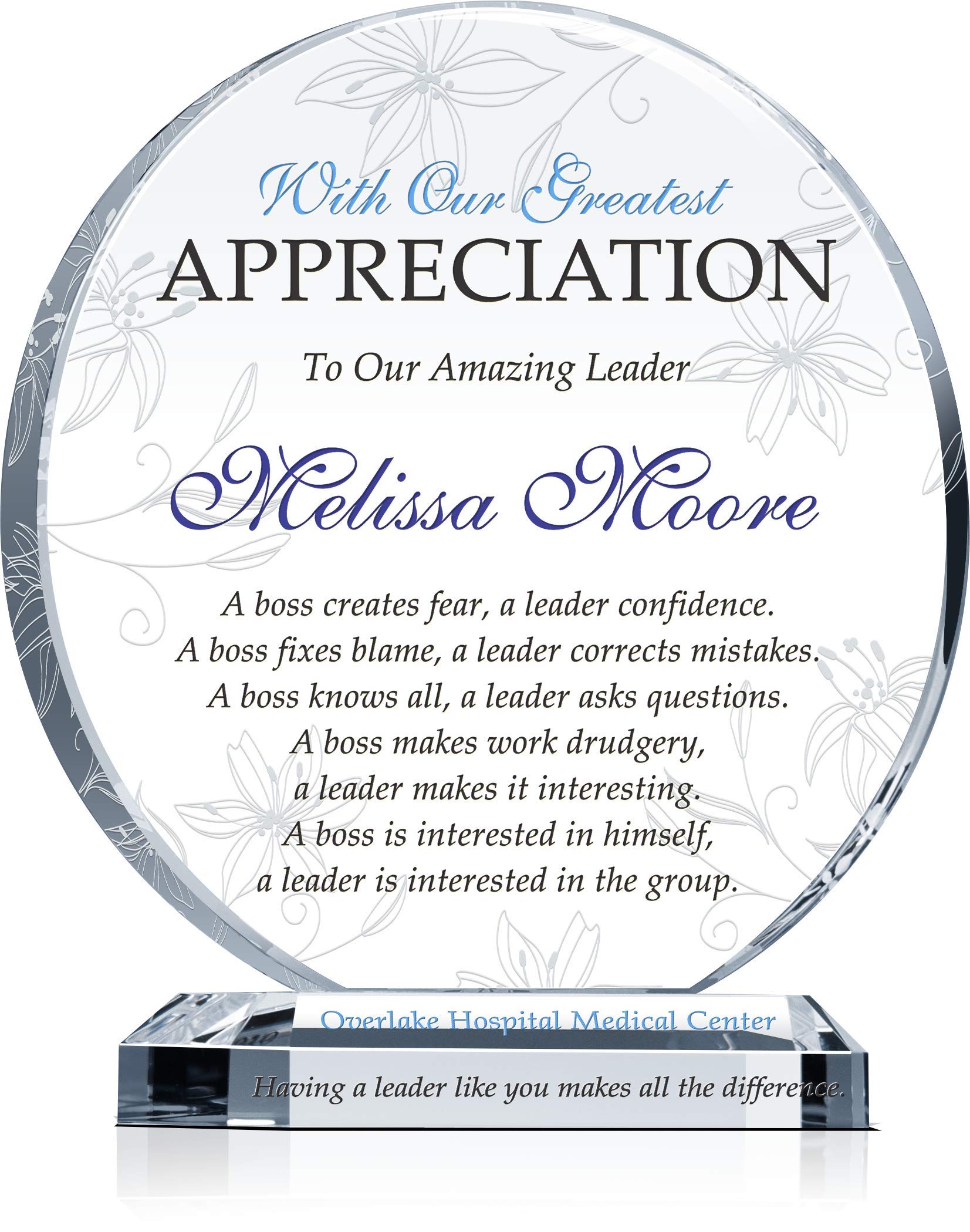 Custom Engraved Boss Gift Plaque - Personalized Name Plaque for Retirement, Farewell, Birthday, Christmas & Boss Day (8