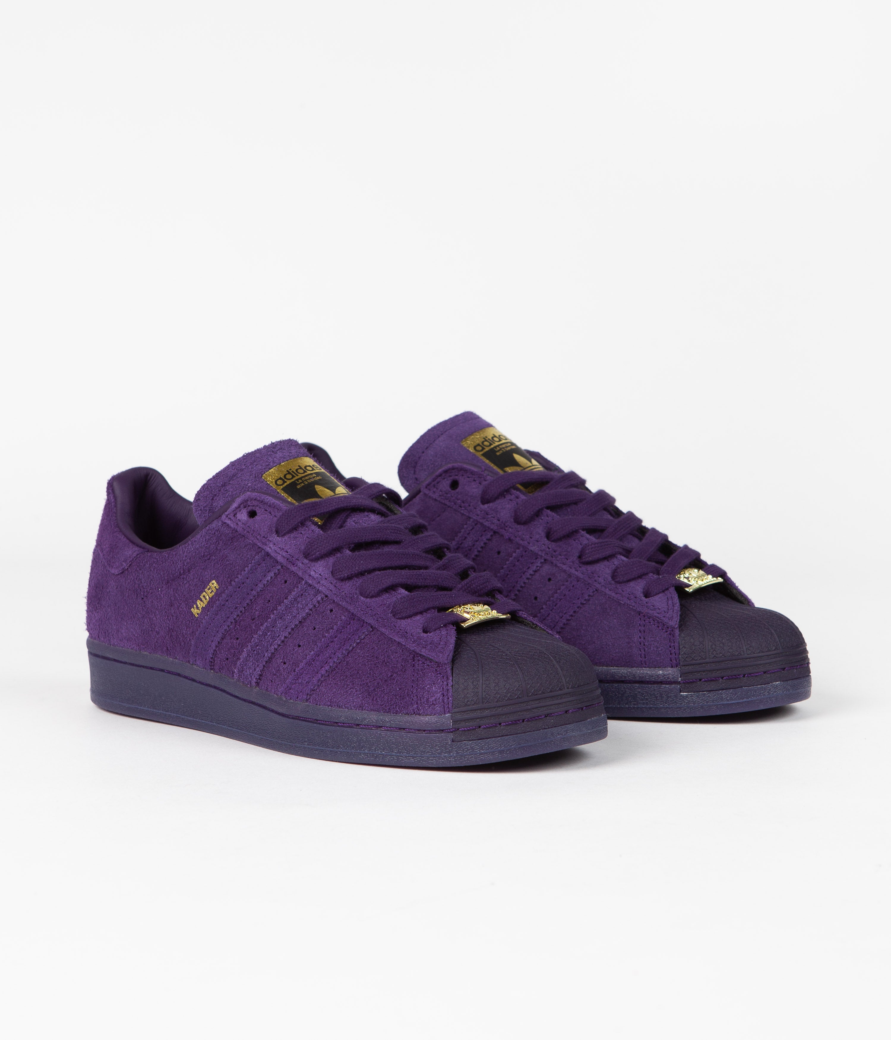Adidas x Kader Superstar ADV Shoes for Men - Dark Purple & Gold Metallic Sneakers | Casual Streetwear & Skateboarding Shoes