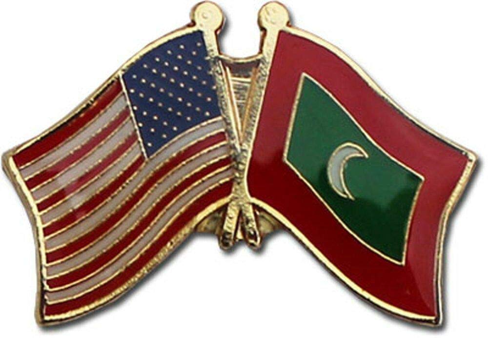 Pack of 3 USA American Maldives Friendship Flag Bike Hat Cap Lapel Pins - High Quality Metal Enamel Flag Pins for Cycling, Hiking, Backpacks & Collectors