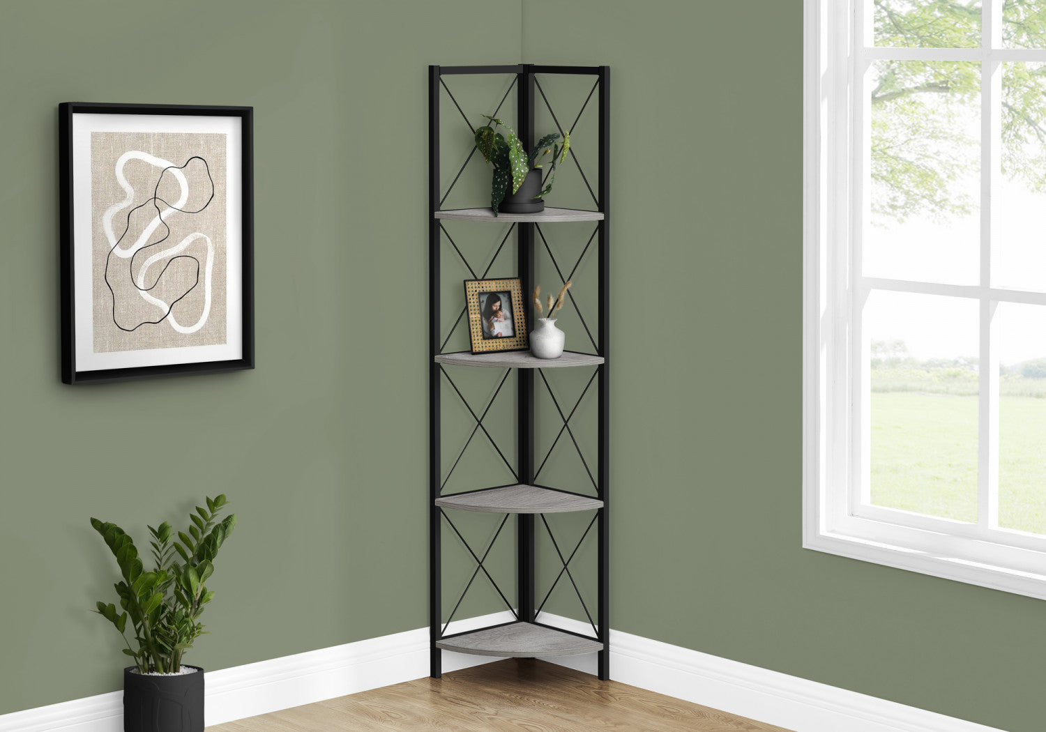 Zeva Grey Bookcase - Modern Bookshelf for Living Room, Bedroom & Office Storage - Sturdy & Stylish Home Furniture