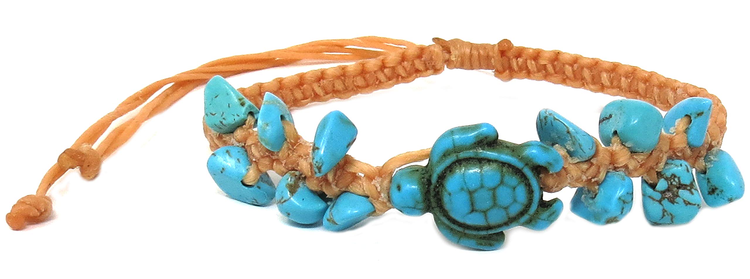 Trendy Hawaiian Sea Turtle Hemp Bracelet with Turquoise Turtle Charm & Starfish - Boho Beach Jewelry for Women - Perfect for Summer Vacations, Beach Parties and Gift Giving