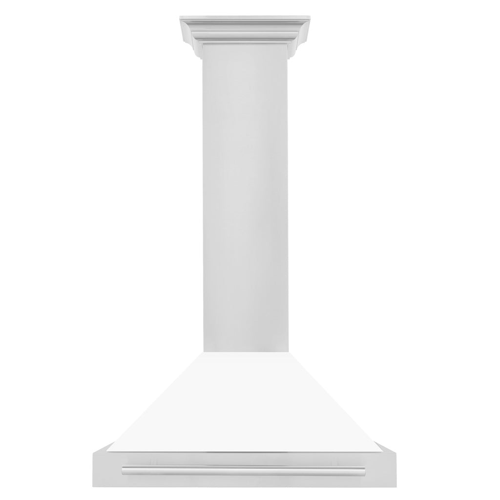 ZLINE KB4STX WM Convertible Stainless Steel Range Hood - White Matte Shell with Stainless Steel Handle | Professional Kitchen Ventilation for Home Cooking & Baking