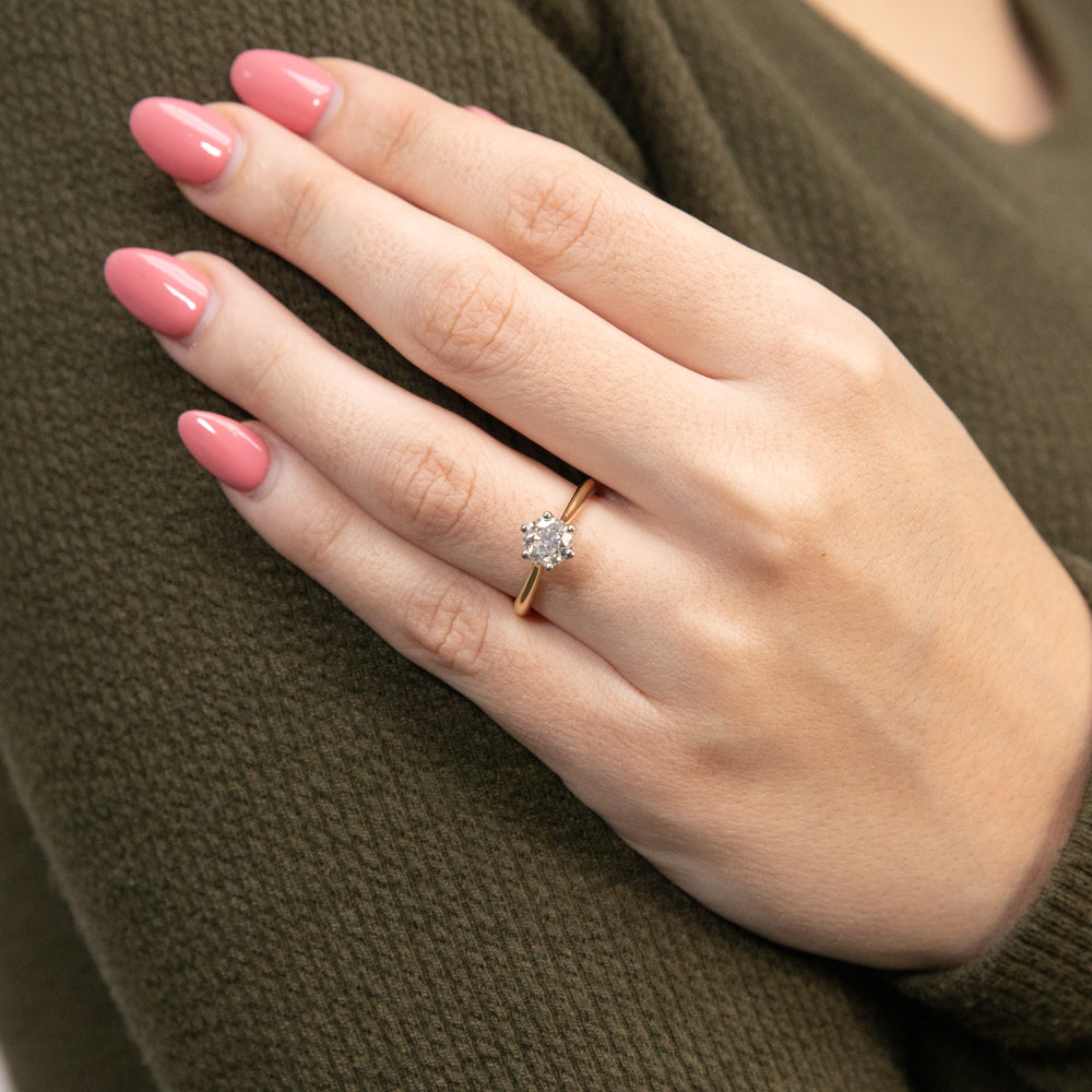 18ct Yellow Gold 1 Carat Diamond Solitaire Engagement Ring for Women - Perfect Wedding Proposal, Anniversary Gift & Bridal Jewelry