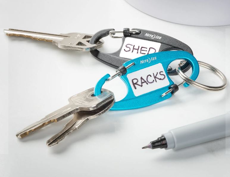 Nite Ize Identikey Slidelock Dual Carabiner Keychain - 2 Pack Heavy Duty Key Holder for Outdoor, Hiking, Camping & Everyday Carry (Black)