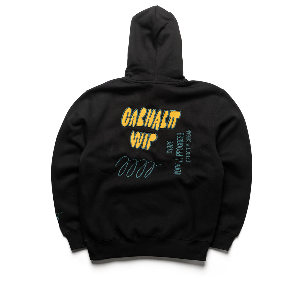 Carhartt WIP Hooded Signature Sweatshirt for Men & Women | Heavyweight Cotton Pullover with Front Pocket | Black | Perfect for Work, Outdoor Activities & Casual Streetwear