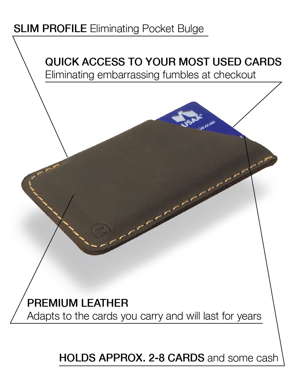 Slim Leather Minimalist Card Holder for Men & Women - RFID Blocking Thin Credit Card & Business Card Wallet - Front Pocket Wallet - Magnum (Brown) - Perfect for Travel, Everyday Carry & Minimalist Lifestyle