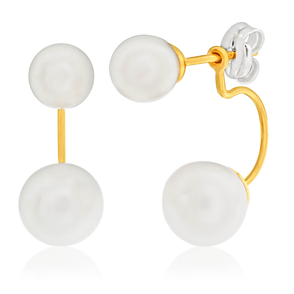 9ct Yellow Gold Pearl Stud Earrings for Women - Classic Elegant Jewelry Gift for Birthday, Anniversary & Special Occasions
