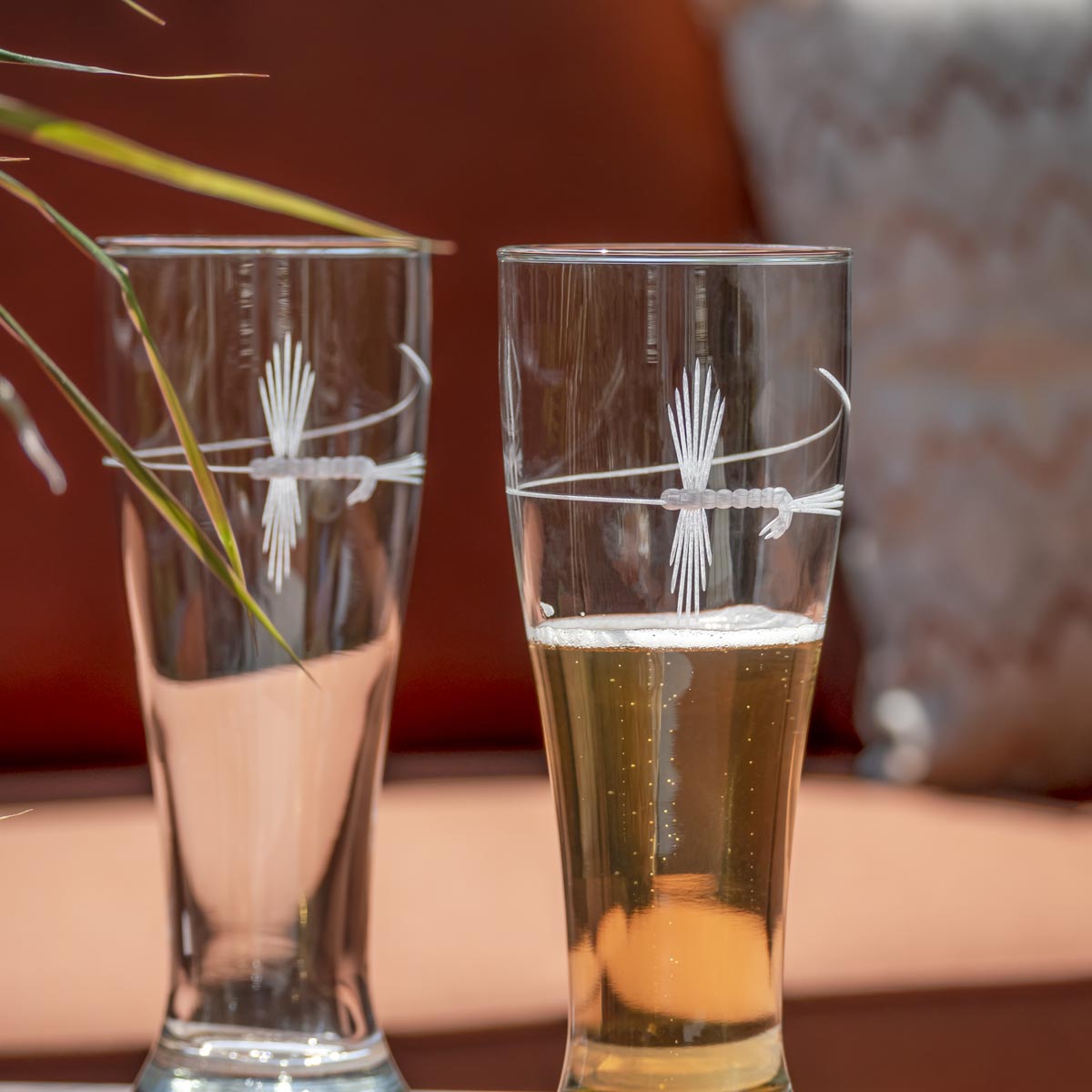 Premium 16oz Fly Fishing Themed Beer Pilsner Glasses - Set of 12 | Perfect for Outdoor Enthusiasts, Camping Trips & Fishing Adventures
