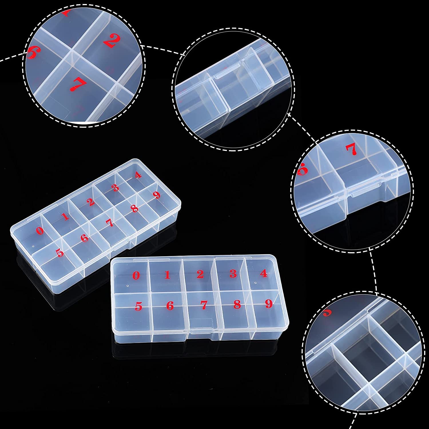 NAILWIND Empty Nail Tips Organizer Storage Box - 10 Compartment Plastic Grid Case for False Nails, Crystal Jewelry & Nail Art Accessories (White, 1-Pack) | Perfect for Salon Professionals & DIY Manicures at Home