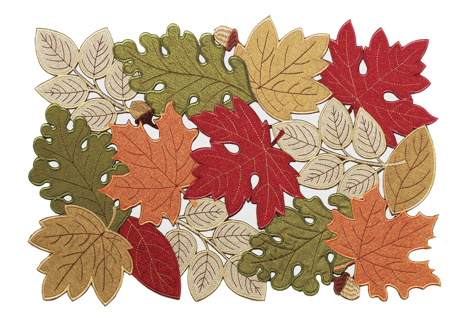 KEVA Fall Placemats Set of 4 - 13x19 Inch Autumn Table Mats with Maple Leaf Embroidery | Thanksgiving & Harvest Decor for Dining Table | Perfect for Seasonal Home Kitchen Decor & Holiday Gatherings