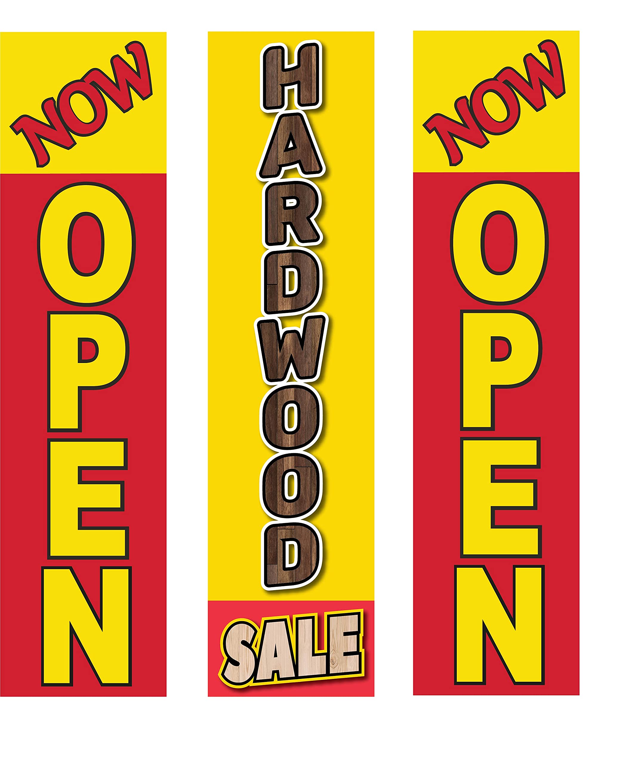Premium Hardwood Sale Advertising Rectangle Boomer Feather Flags Kit - 3 Flag Poles & Ground Spikes Included | Perfect for Outdoor Business Promotions, Grand Openings & Seasonal Sales