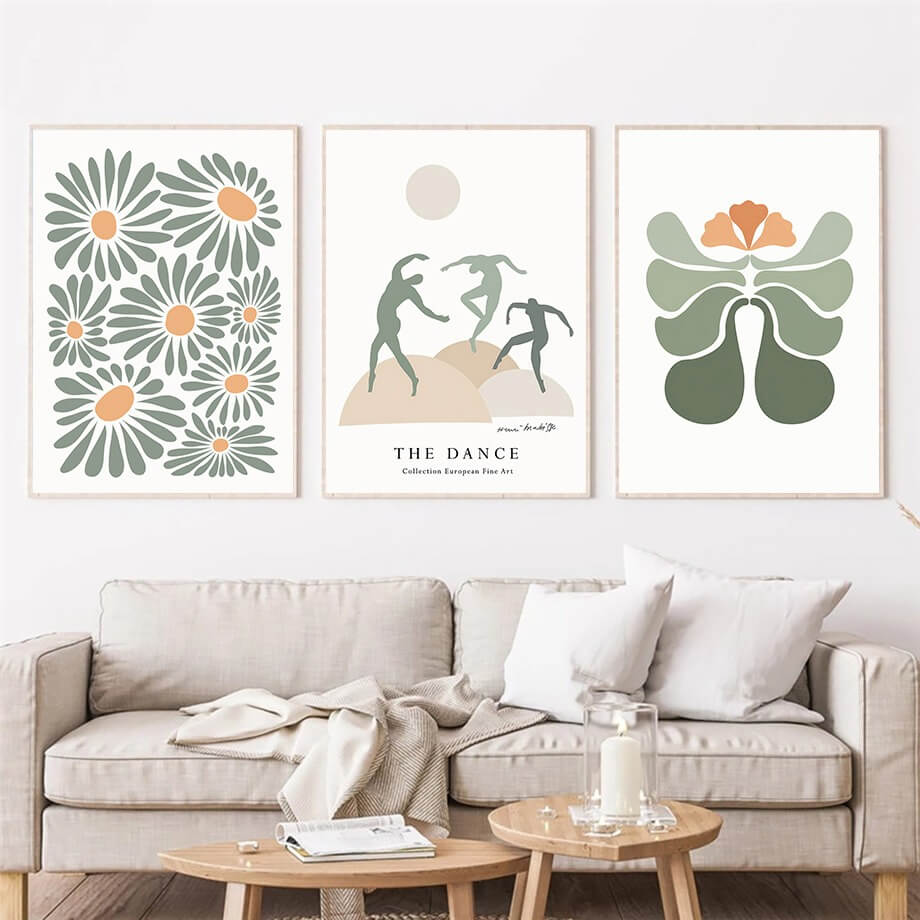 Sage Green Cut Out Canvas Posters - Modern Wall Art for Living Room, Bedroom & Office Decor