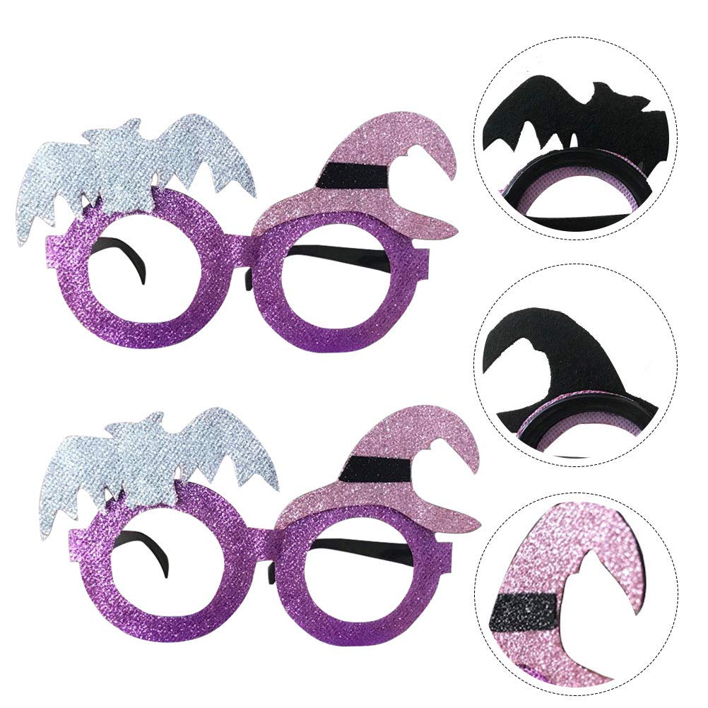 Balacoo 2-Pack Purple Witch Bat Glasses - Halloween Cosplay Eyewear, Party Photo Props, Fashion Accessories for Costumes, Bar Decor & Themed Events