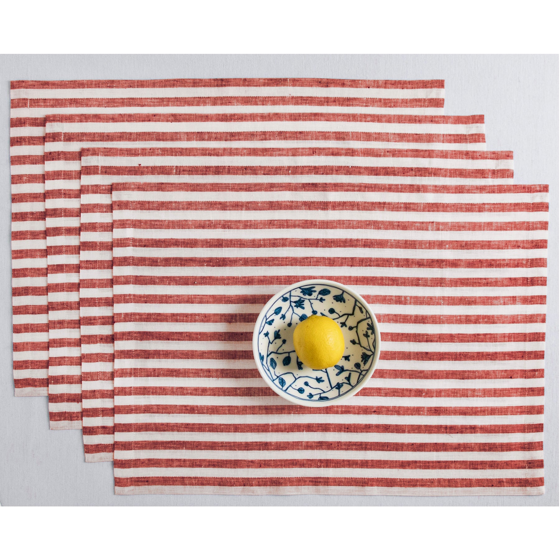 Amalfi Stripe Cotton Placemats Set of 6 - Waterproof & Washable Table Mats for Dining, Kitchen, and Party Decor - Elegant Italian-Inspired Table Setting Accessories