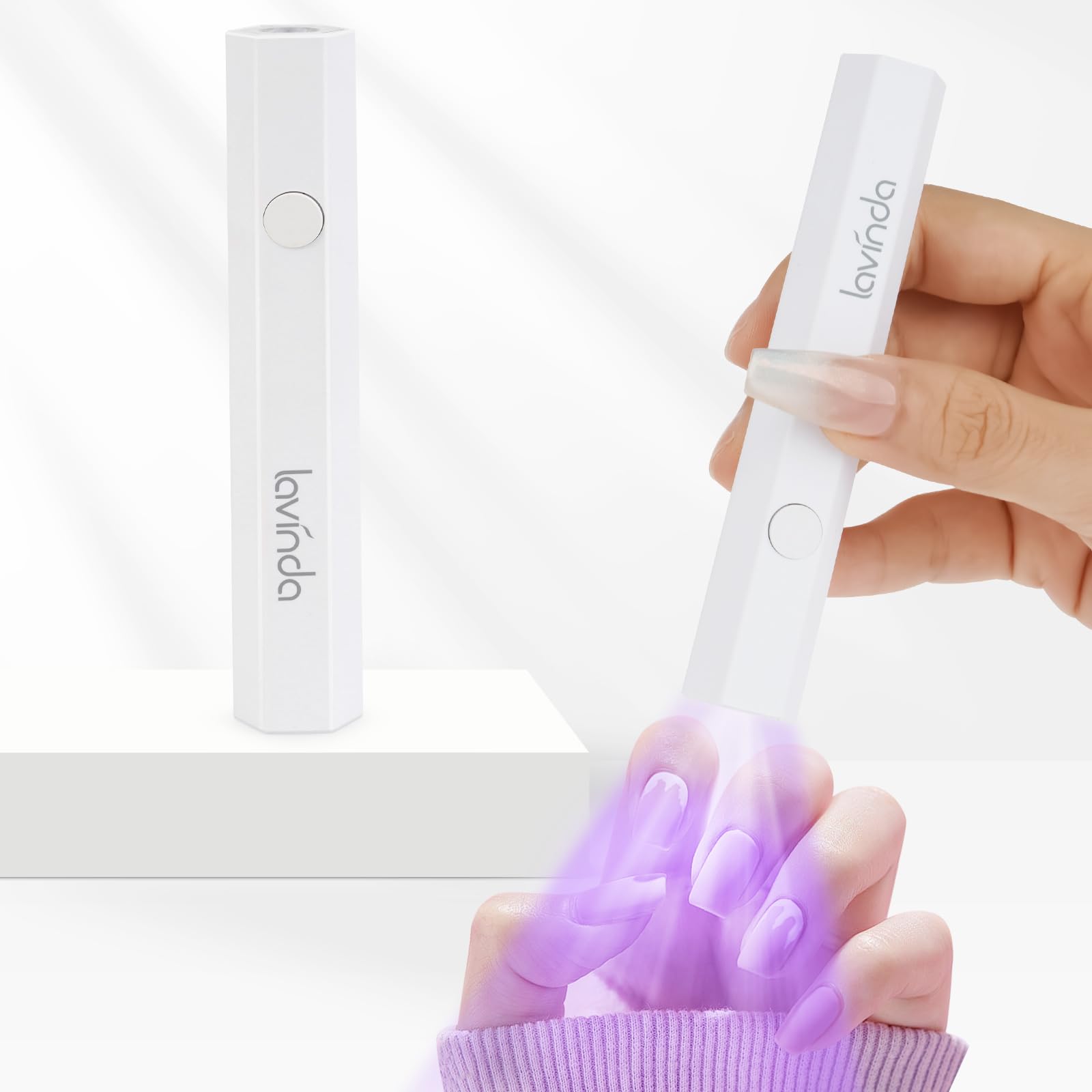 Lavinda Portable UV LED Nail Lamp for Gel Polish - Fast Drying Mini Handheld Cordless Gel Light for Single Finger Nail Curing | Perfect for Home Manicures & Professional Salon Use