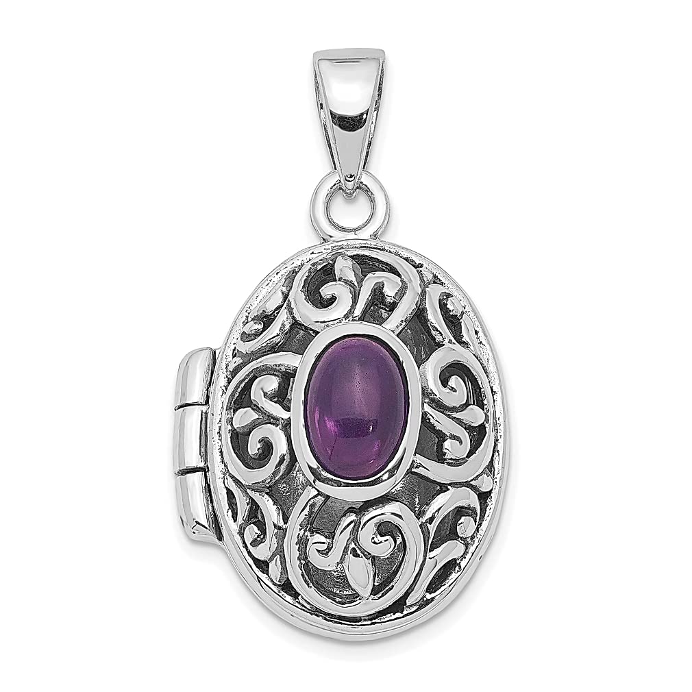 925 Sterling Silver Purple Amethyst Photo Locket Necklace - Holds Pictures, Fine Jewelry Gift for Women - Perfect for Anniversaries, Birthdays & Special Occasions