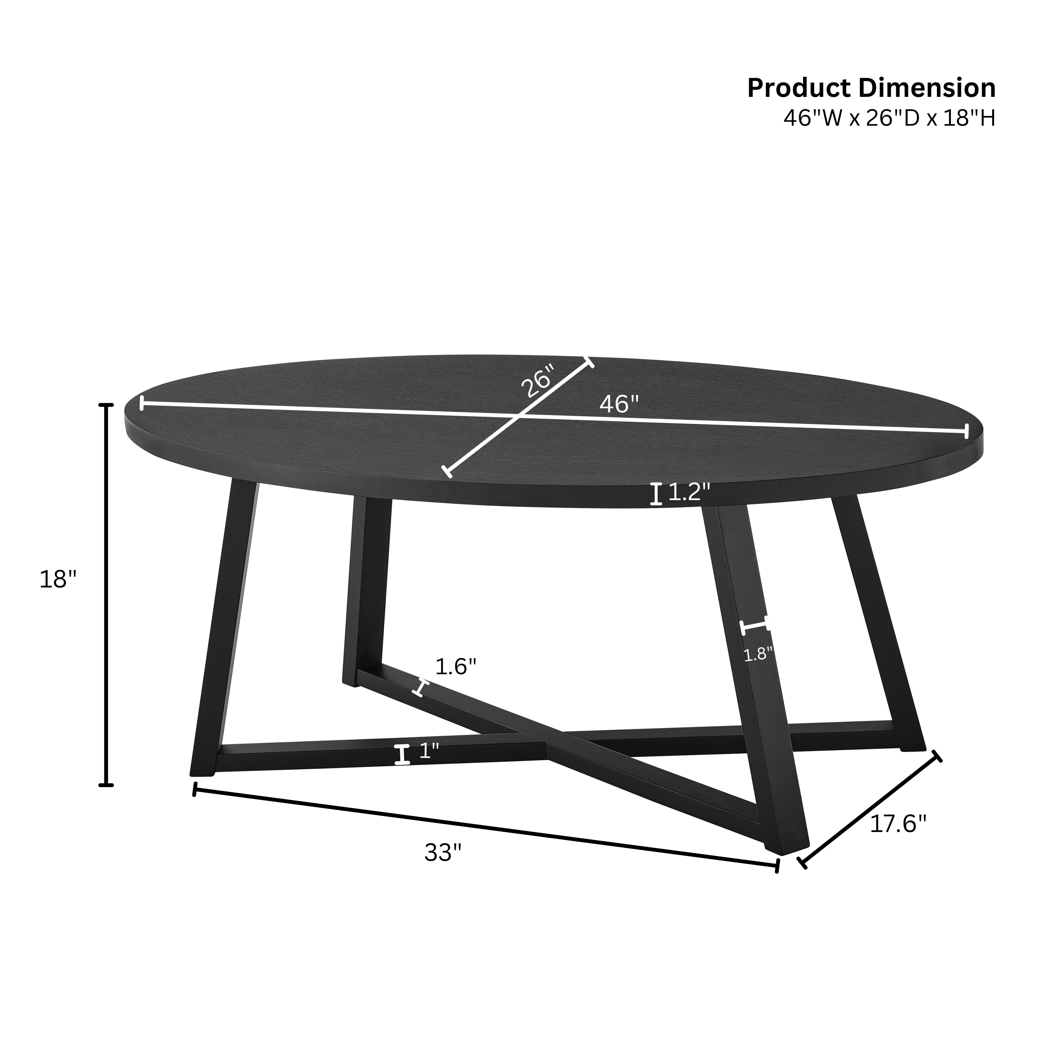 Modern Harmony Wood Oval Coffee Table - Roundhill Furniture - Stylish & Durable Living Room Centerpiece for Home Decor
