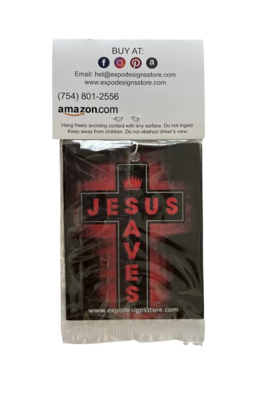 Jesus Saves Car Air Freshener - Christian Religious Car Accessory for Odor Elimination - Perfect for Daily Commute, Road Trips & Church Goers