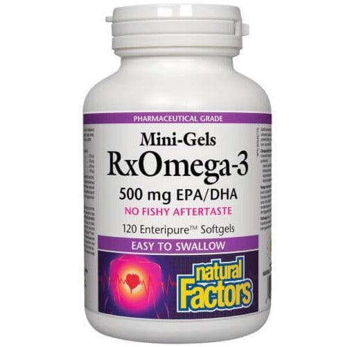 Natural Factors Rx Omega-3 Mini Gels - 500mg EPA/DHA per Softgel - 120 Count - Premium Fish Oil Supplement for Heart & Brain Health - Supports Joint Function & Healthy Inflammation Response - Ideal for Active Lifestyles & Daily Wellness