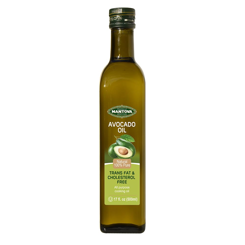 Premium Mantova Avocado Oil - 17 oz, Cold Pressed, Extra Virgin, Rich in Healthy Fats - Perfect for Cooking, Salad Dressings & Skin Care