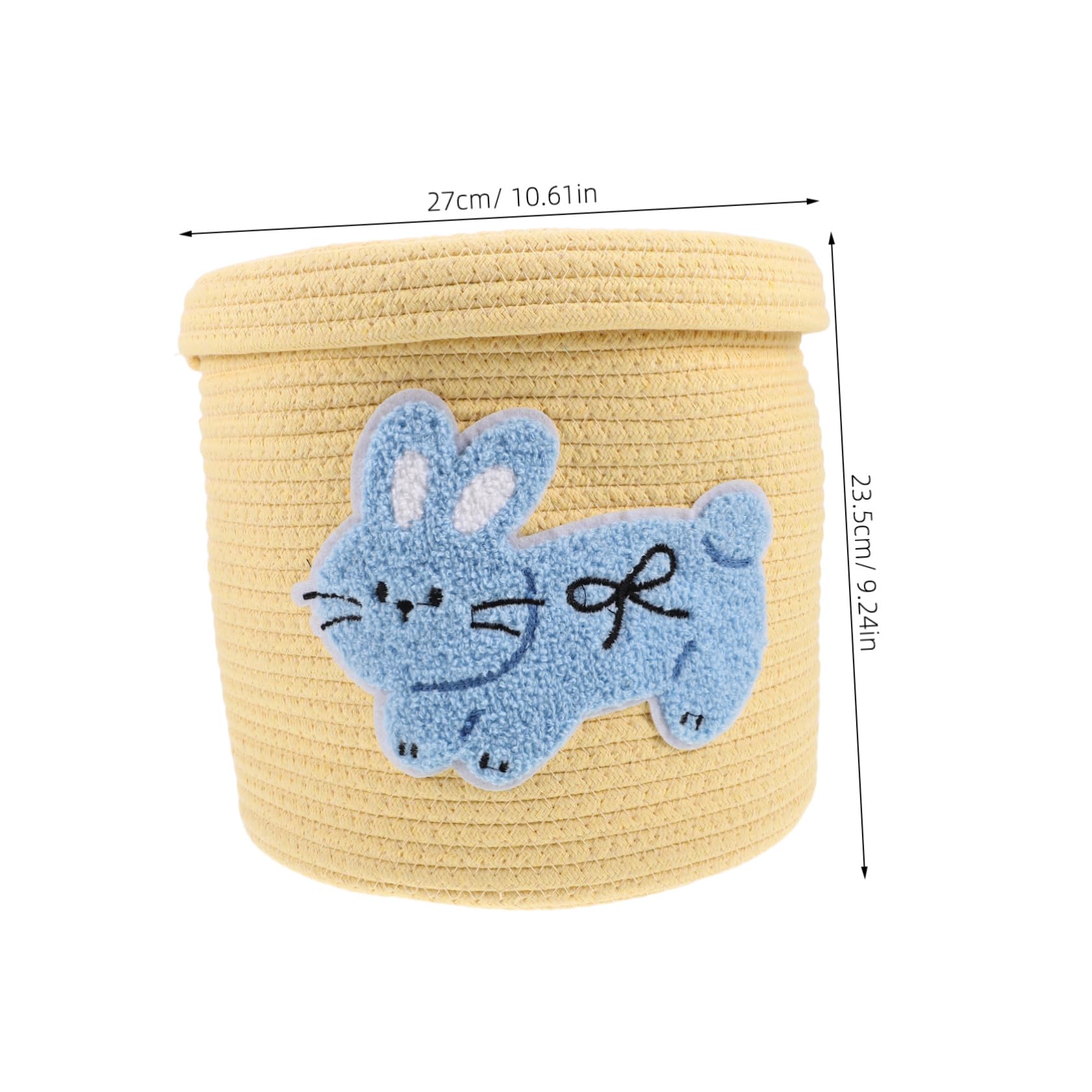 Cabilock Handwoven Cotton Rope Storage Basket with Lid - Organize Snacks, Sundries & Desk Accessories - Decorative Woven Bin for Home, Office, Nursery & Bathroom Storage Solutions