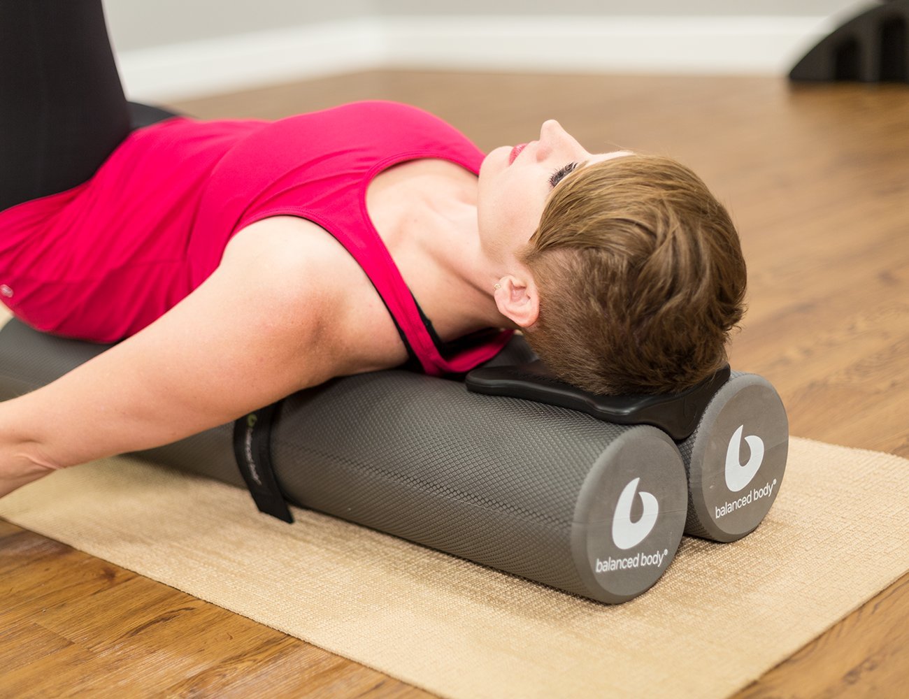 Balanced Body Duet Roller Pilates Kit - Premium Foam Roller with Adjustable Strap, Supportive Headrest, Storage Bag & Instruction Manual for Home Workouts, Physical Therapy & Yoga Training