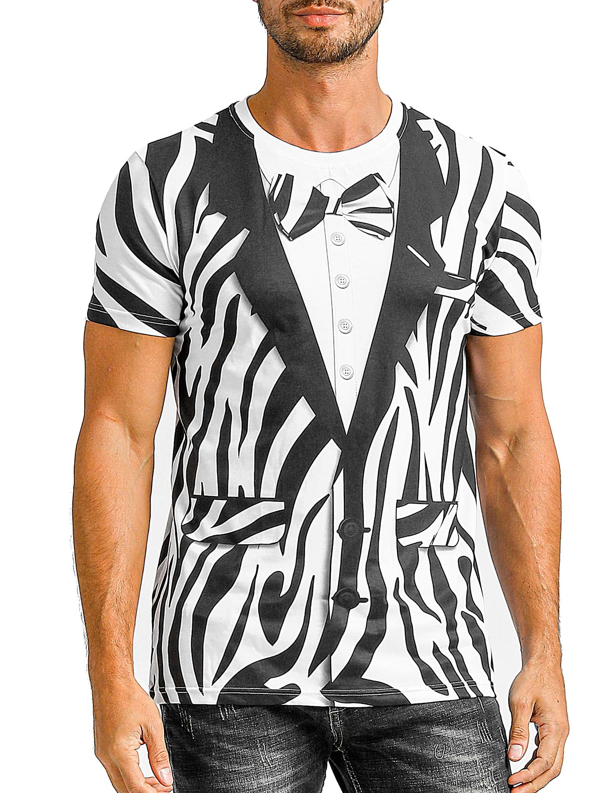 Funny Animal Print Tuxedo T-Shirts for Men - Novelty Dress Up Tees for Costume Parties, Cosplay & Casual Wear