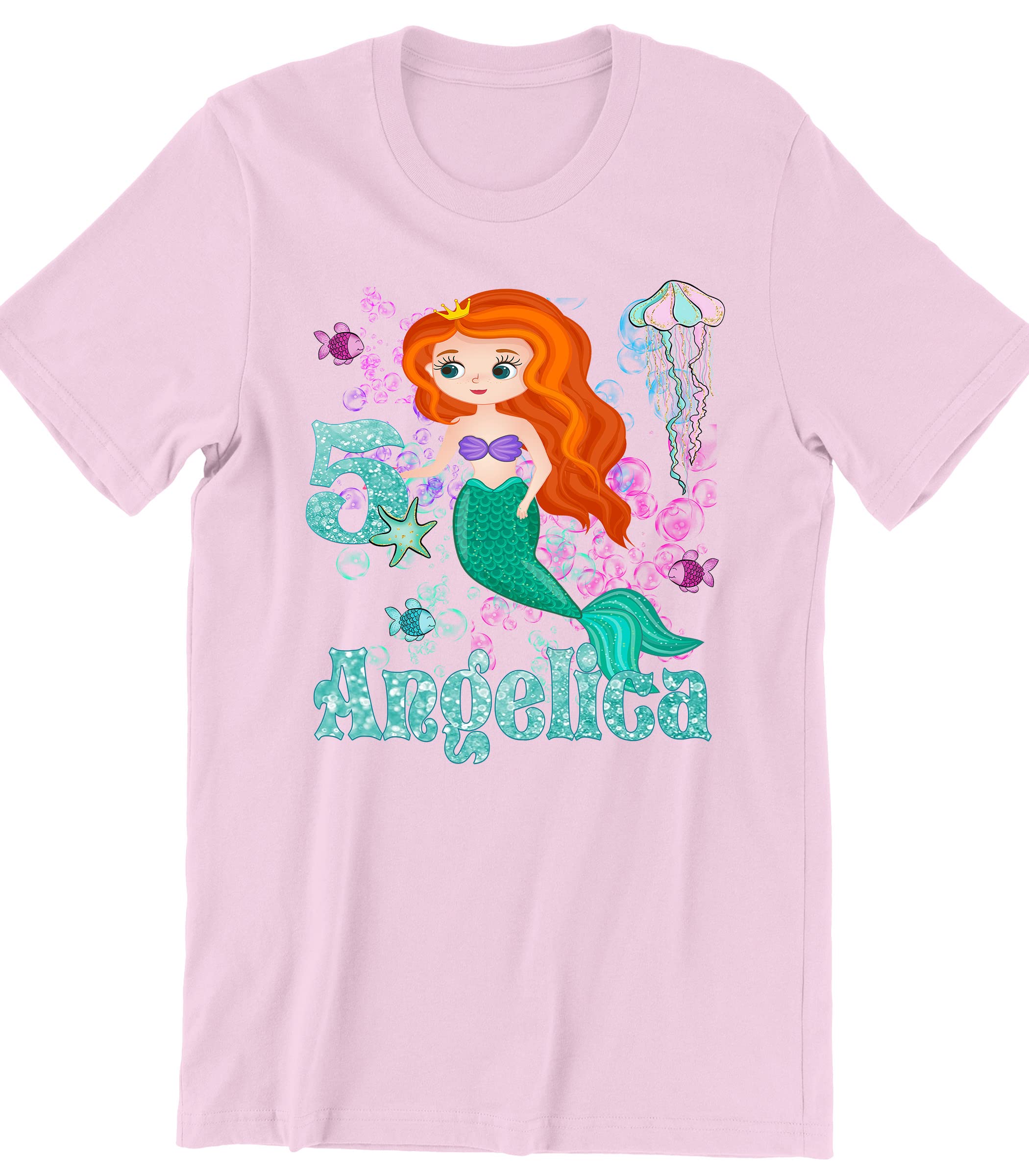 Mermaid Birthday Shirt for Girls - Custom Little Mermaid Party T-Shirt - Cute Mermaid Theme Outfit for Birthday Celebrations & Beach Parties