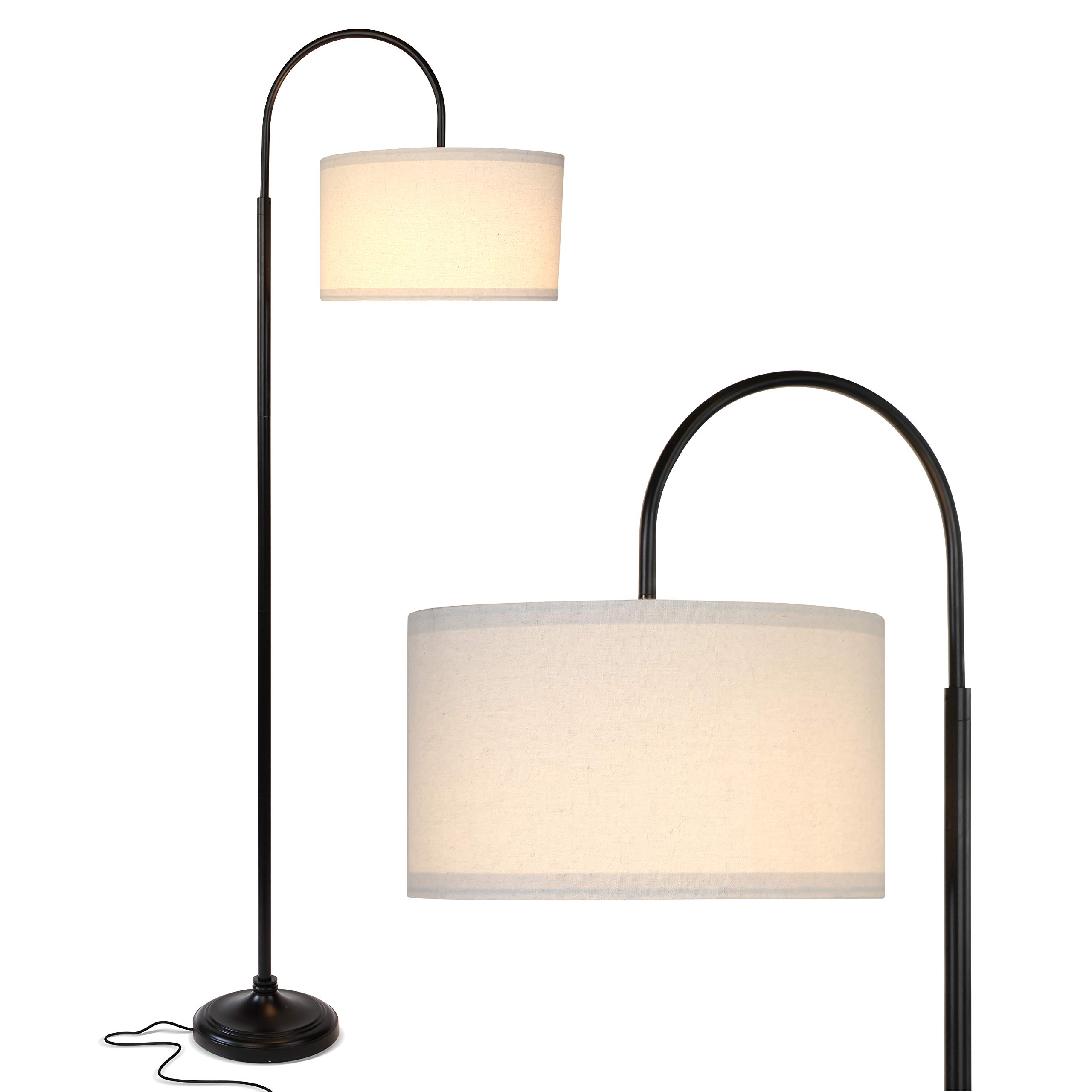 Brightech Nora LED Arc Floor Lamp - Modern Standing Lamp with Heavy Base for Living Room, Bedroom & Office - Adjustable Tall Lamp for Reading & Relaxation - Mid-Century Contemporary Design in Black