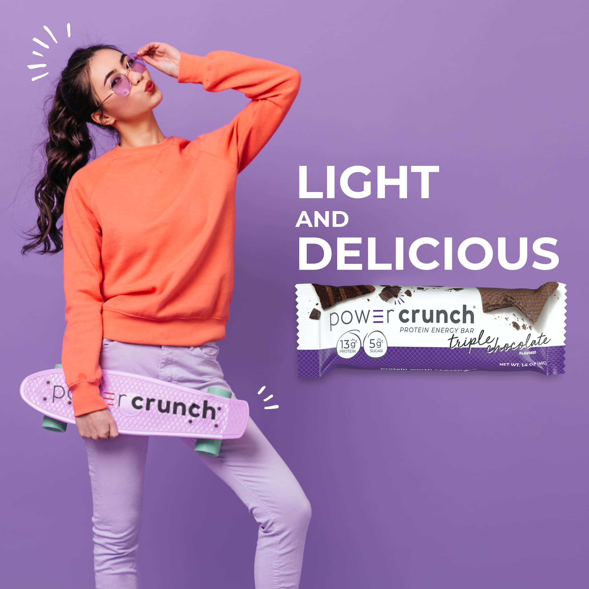 Power Crunch Protein Wafer Bars - 12 Pack of 1.4oz High Protein Snacks | Triple Chocolate Flavor | Delicious Low Carb Keto-Friendly Energy Bars for Gym, Hiking & Post-Workout Recovery