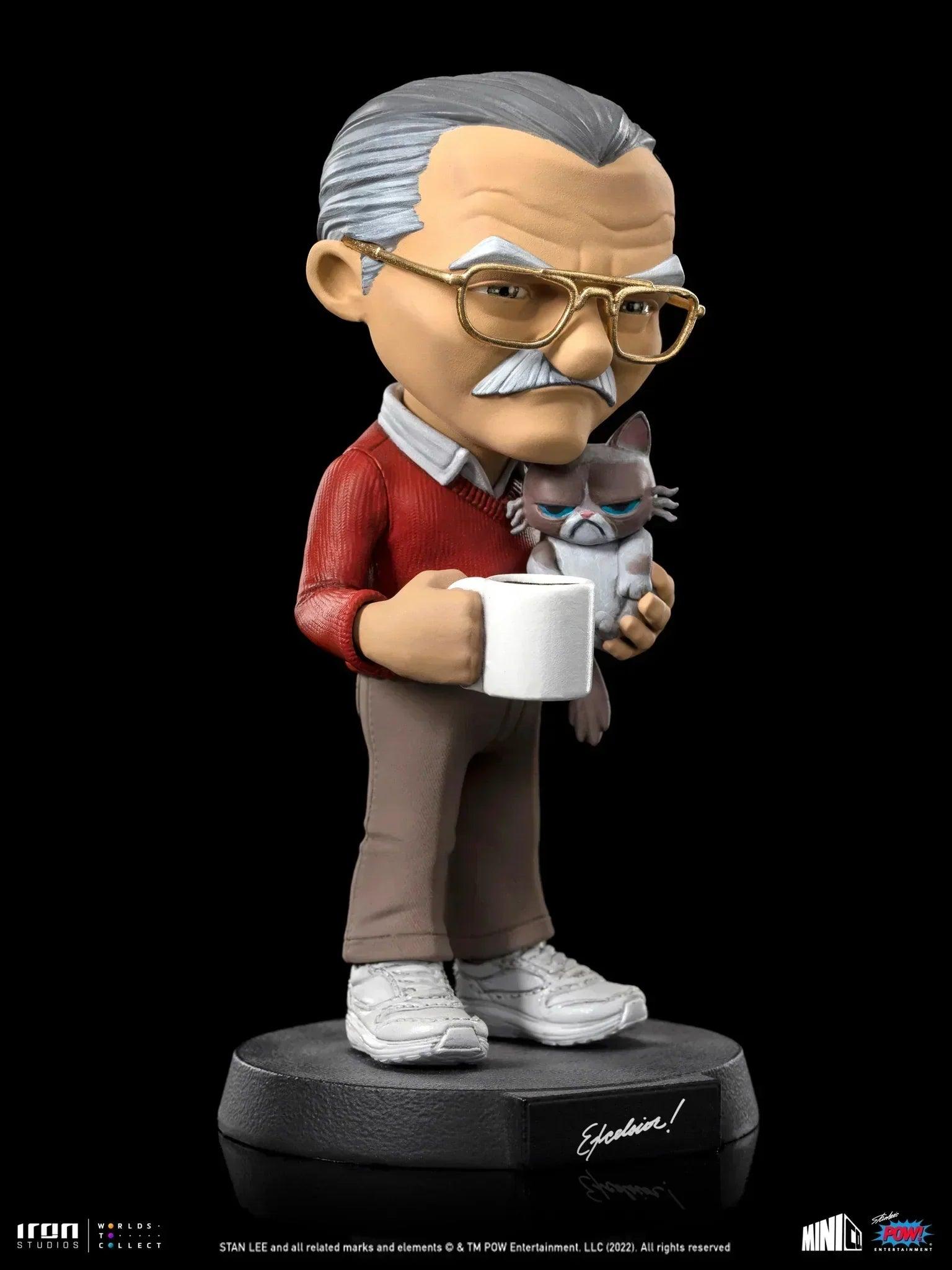 Stan Lee with Grumpy Cat MiniCo Figure by Iron Studios & Pow! Studios - Collectible Marvel Comic Book Character Statue for Display, Gifts & Pop Culture Enthusiasts