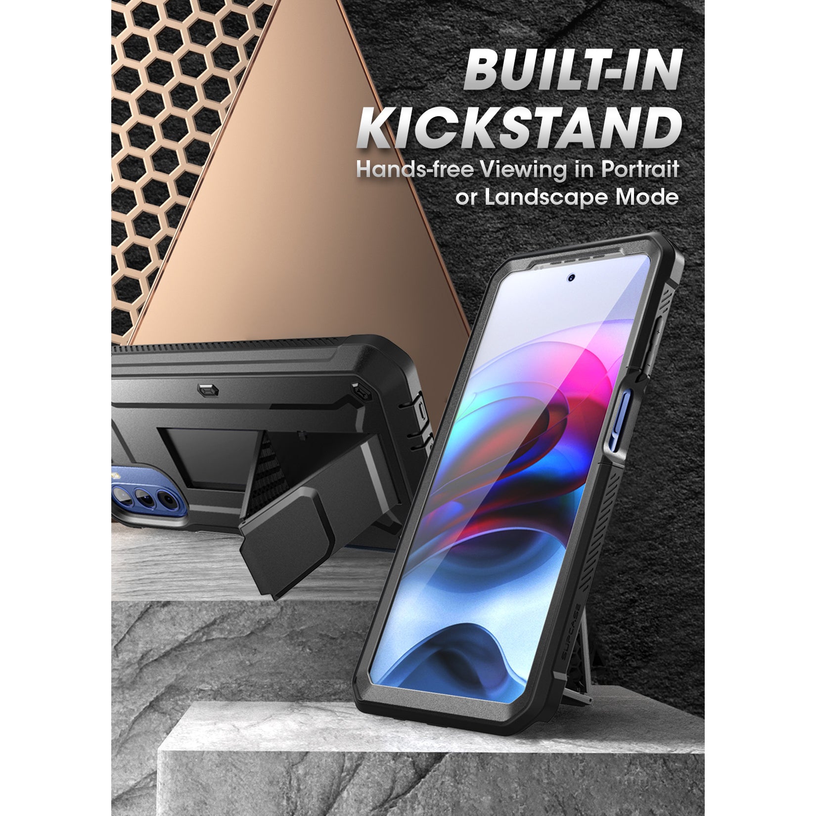Moto G Stylus (2022) Shockproof Case - Unicorn Beetle PRO Heavy Duty Protective Cover with Kickstand, Black | Perfect for Outdoor Activities, Work & Travel