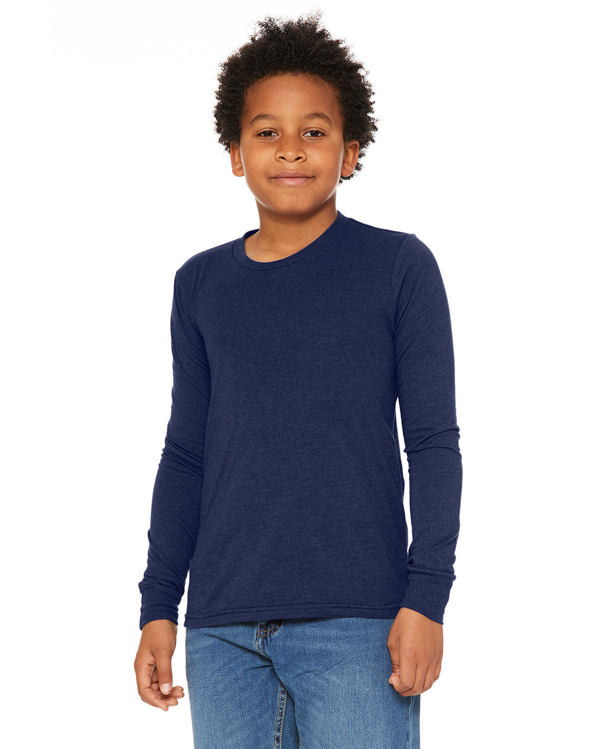 Bella + Canvas 3513Y Youth Tri-Blend Long Sleeve T-Shirt - Soft & Comfortable Kids Tee for School, Sports & Everyday Wear