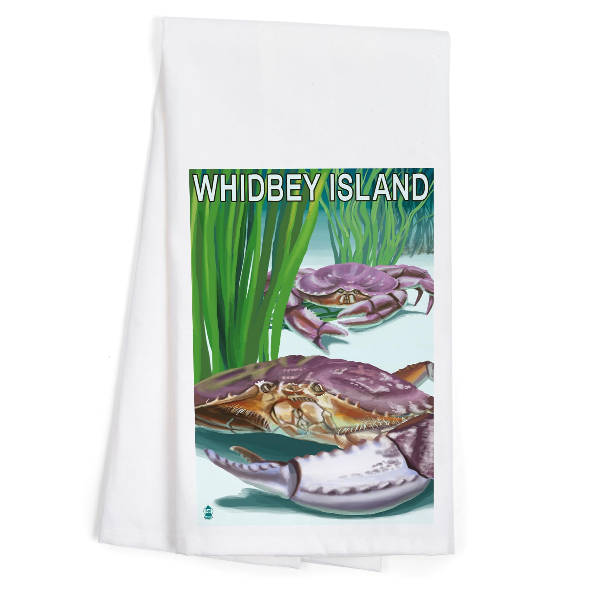 Lantern Press Whidbey Island Washington Crab Tea Towel - 100% Cotton Decorative Hand Towel for Kitchen & Home Decor - Perfect for Dish Drying, Gift Giving, and Farmhouse Style Decor