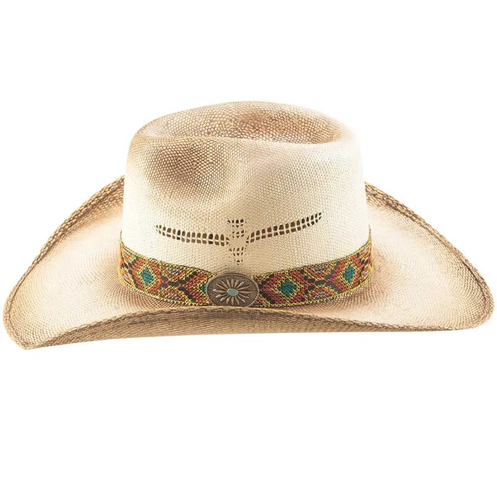 Bullhide Dancing In The Desert Bangora Straw Cowboy Hat - Western Style Sun Hat for Men & Women - Perfect for Rodeo, Country Music Festivals & Outdoor Adventures