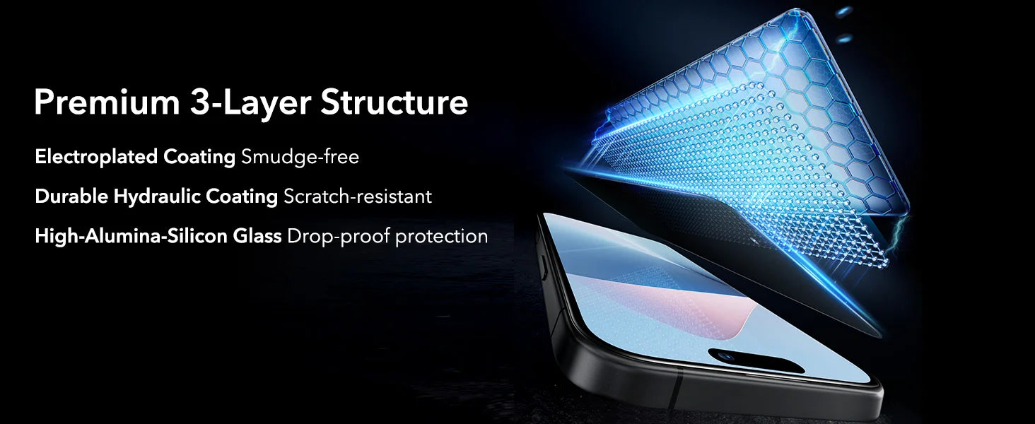 ESR iPhone 16 Pro Max Screen Protector - 9H Hardness HD Clear Tempered Glass for Ultimate Protection - Perfect for Everyday Use, Gaming & Outdoor Activities