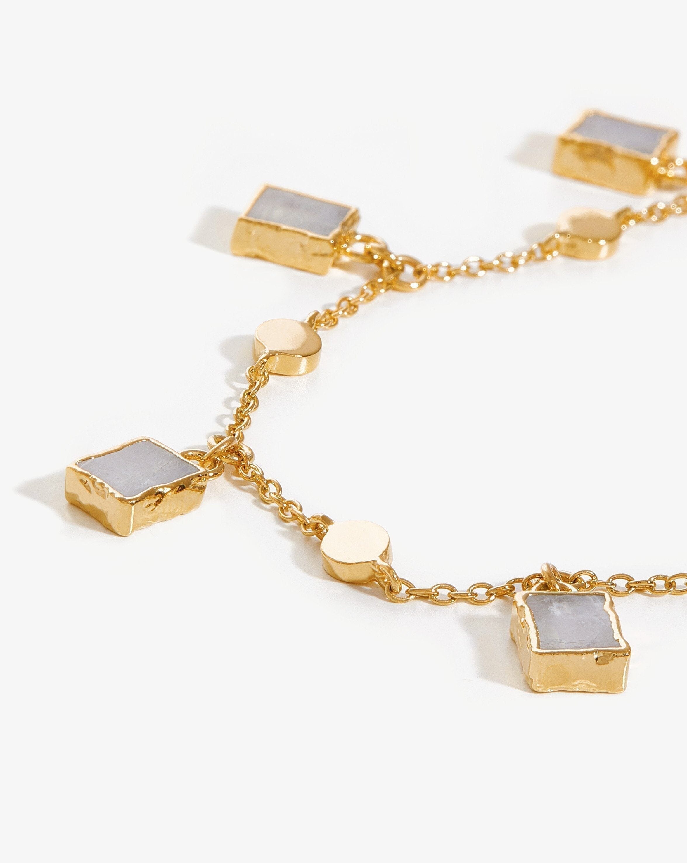Lena Charm Bracelet for Women - 18K Gold Plated Rainbow Moonstone Jewelry | Elegant Gift for Birthday, Anniversary & Everyday Wear